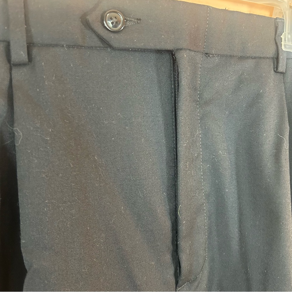 Ascott Browne Expander Wool Black Flat Front Dress Pants Hemmed Men 36x28 New View 2